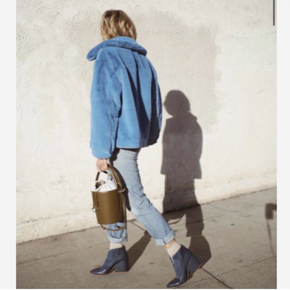 H&M Sky Blue Faux Fur Jacket